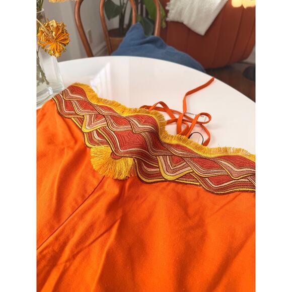 Orange Flared and Embroidered Pants by Andrea Iyamah - Size 10 (L) - Picture 2 of 7